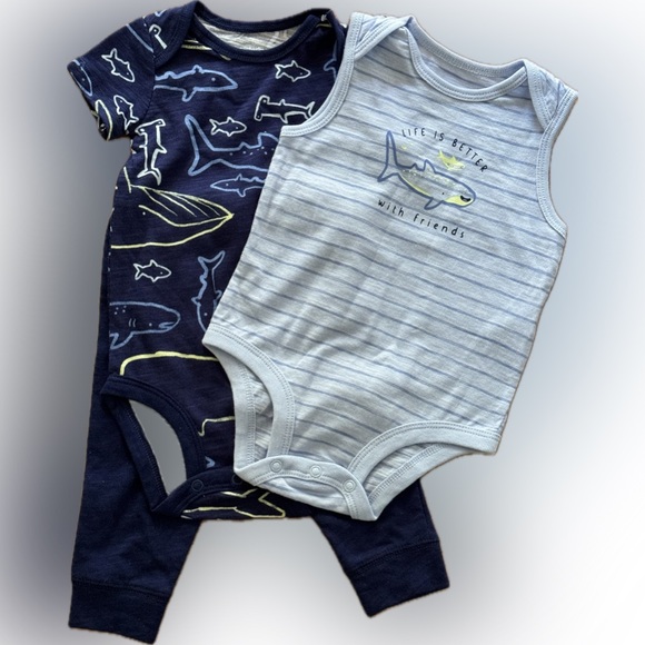 Carter’s | NWT | 3 Piece | Short Sleeves | Onesies and Pants | 0-3 Months - Picture 2 of 7